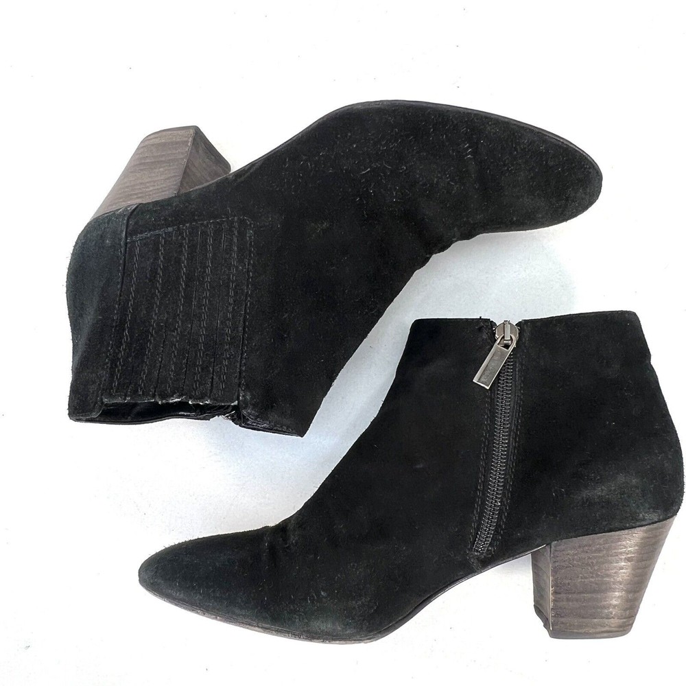 Aquatalia By Marvin K Boots Womens 9.5 Casual Zip Ankle Bootie Black Suede Heels - Picture 8 of 12